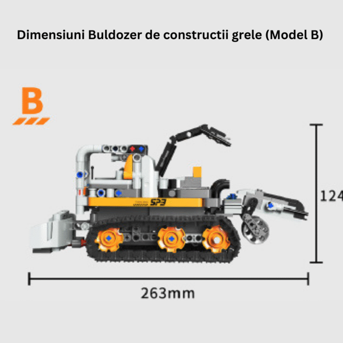 Dimensiuni Buldozer de constructii grele (Model B) Set Constructie Robot 5 in 1 DFMiSHOP FreeQ Ⓡ T2008 Kit STEM