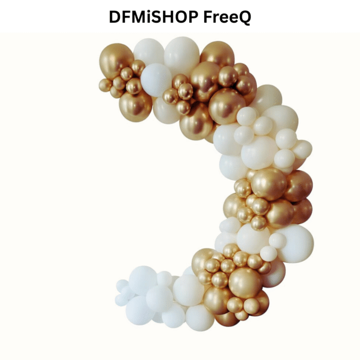 Set Baloane Decorative DFMiSHOP FreeQⓇ PD0046, Calitate superioara, Decor petreceri si evenimente, 110 piese, Material latex, Marimi 5", 10", 12", Alb, Crem, Auriu